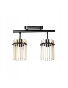 Plafon kryształowy Venti VINTAGE z bursztynowymi kloszami, 2-punktowy, elegancki do salonu i kuchni