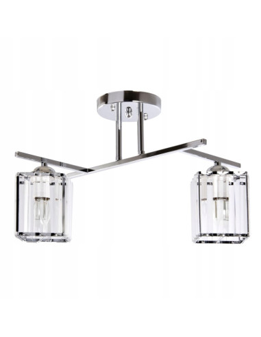 Plafon kryształowy Venti z sześciennymi kloszami E27, 2-punkty, chrom - eleganckie oświetlenie do każdego wnętrza