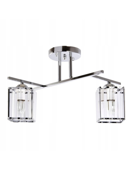 Plafon kryształowy Venti z sześciennymi kloszami E27, 2-punkty, chrom - eleganckie oświetlenie do każdego wnętrza