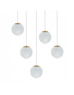 Żyrandol LED EDEM z złotymi detalami, nowoczesna oprawa oświetleniowa do jadalni i salonu, 5 źródeł światła 2