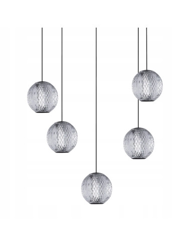 Lampa wisząca EDEM LED - nowoczesne oświetlenie do biura, jadalni i salonu, elegancki design z 5 kulami, 1680 lumenów