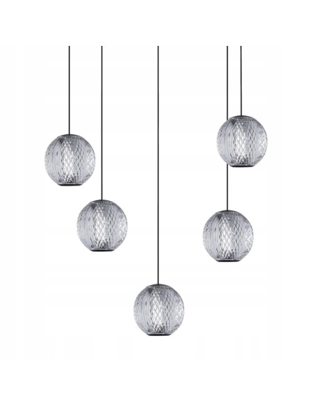 Lampa wisząca EDEM LED - nowoczesne oświetlenie do biura, jadalni i salonu, elegancki design z 5 kulami, 1680 lumenów