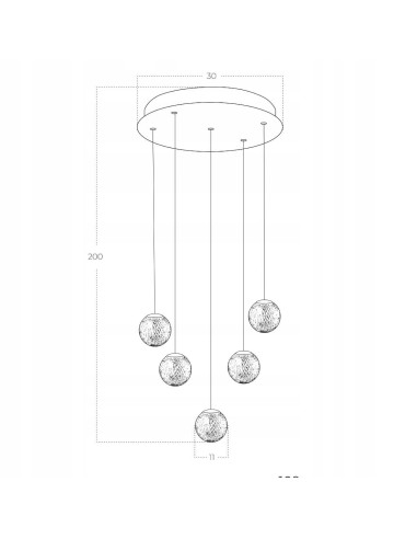 Lampa wisząca EDEM LED - nowoczesne oświetlenie do biura, jadalni i salonu, elegancki design z 5 kulami, 1680 lumenów
