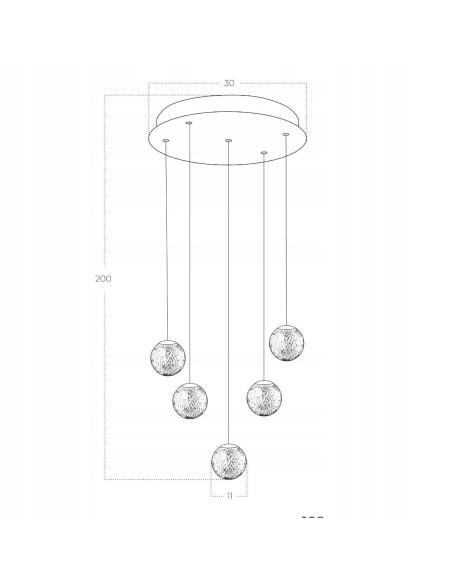 Lampa wisząca EDEM LED - nowoczesne oświetlenie do biura, jadalni i salonu, elegancki design z 5 kulami, 1680 lumenów
