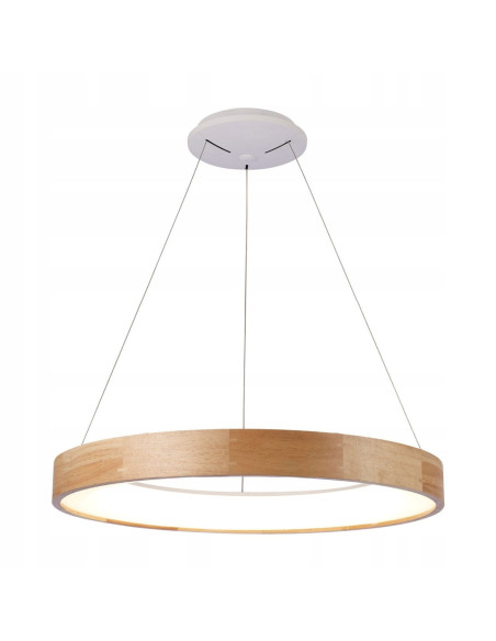 Nowoczesna Lampa Wisząca SILVAM 65 LED w Drewnianej Ramie - 150 cm, 3250 Lumenów, Ciepła Barwa Światła 3000K