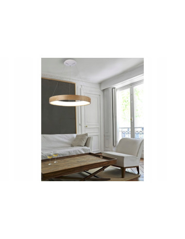 Nowoczesna Lampa Wisząca SILVAM 65 LED w Drewnianej Ramie - 150 cm, 3250 Lumenów, Ciepła Barwa Światła 3000K