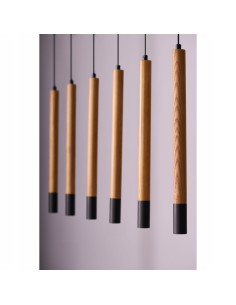 Lampa wisząca Izolda 6 - Elegancka lampka z drewna i metalu, 6 punktów świetlnych w ciepłym białym świetle, 150x100 cm 2