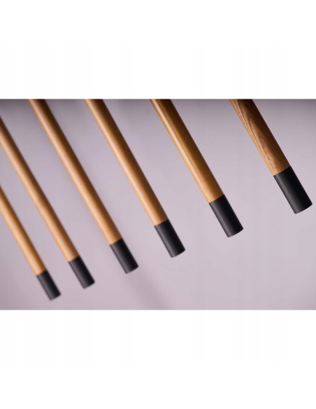 Lampa wisząca Izolda 6 - Elegancka lampka z drewna i metalu, 6 punktów świetlnych w ciepłym białym świetle, 150x100 cm