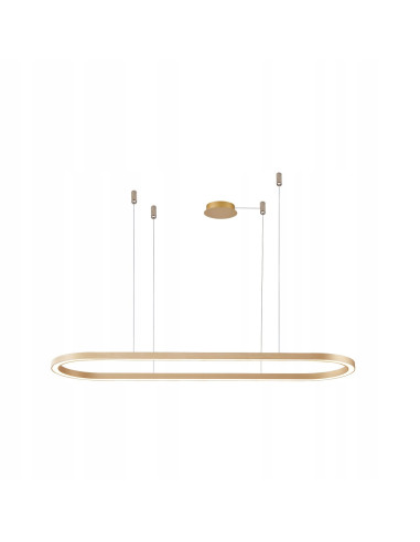 Lampa wisząca ELENA z LED w złotej ramie - nowoczesne oświetlenie do salonu, jadalni i biura, wys. 200 cm, śr. 120 cm