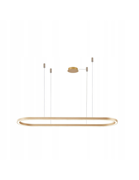 Lampa wisząca ELENA z LED w złotej ramie - nowoczesne oświetlenie do salonu, jadalni i biura, wys. 200 cm, śr. 120 cm