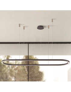 Lampa wisząca ELENA z LED w złotej ramie - nowoczesne oświetlenie do salonu, jadalni i biura, wys. 200 cm, śr. 120 cm 2