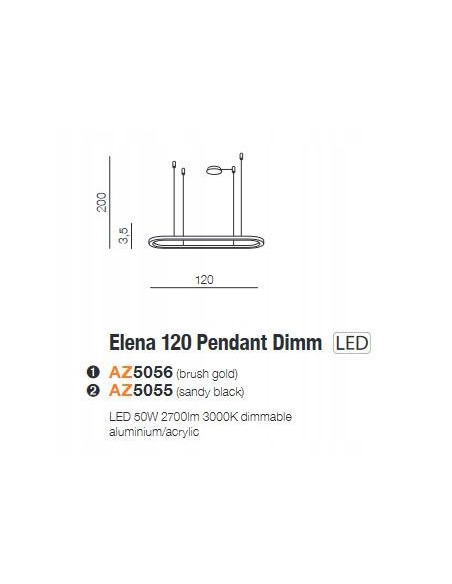 Lampa wisząca ELENA z LED w złotej ramie - nowoczesne oświetlenie do salonu, jadalni i biura, wys. 200 cm, śr. 120 cm