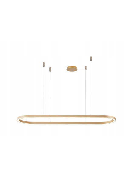 Lampa wisząca ELENA – nowoczesne oświetlenie w mosiądzu do salonu i biura, 3200 lumenów, minimalistyczny design