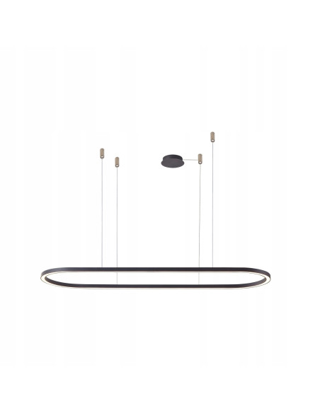 Lampa sufitowa ELENA LED w kształcie elipsy, nowoczesne oświetlenie do biura, kuchni i jadalni, czarna z długimi przewodami