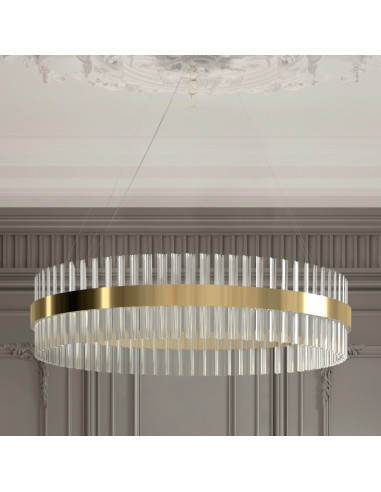 Luksusowy żyrandol FRANCESCA 60 cm, glamour w złocie z LED, eleganckie oświetlenie do wnętrz