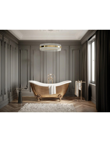 Luksusowy żyrandol FRANCESCA 60 cm, glamour w złocie z LED, eleganckie oświetlenie do wnętrz