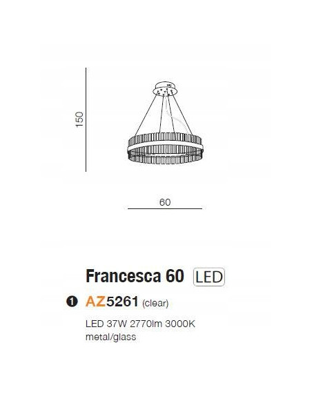 Luksusowy żyrandol FRANCESCA 60 cm, glamour w złocie z LED, eleganckie oświetlenie do wnętrz
