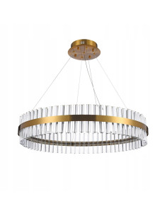 Lampa wisząca FRANCESCA 80 w złotej obręczy - luksusowe oświetlenie LED do sypialni i biura