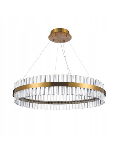 Lampa wisząca FRANCESCA 80 w złotej obręczy - luksusowe oświetlenie LED do sypialni i biura