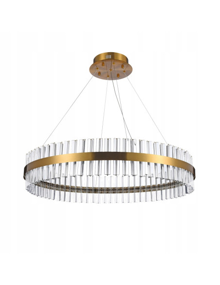 Lampa wisząca FRANCESCA 80 w złotej obręczy - luksusowe oświetlenie LED do sypialni i biura