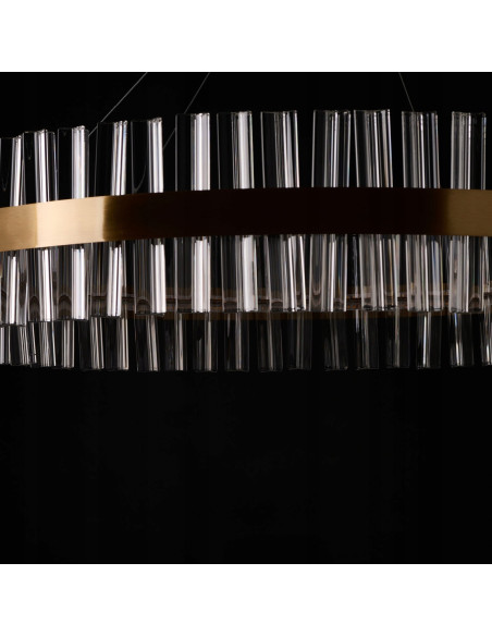 Lampa wisząca FRANCESCA 80 w złotej obręczy - luksusowe oświetlenie LED do sypialni i biura