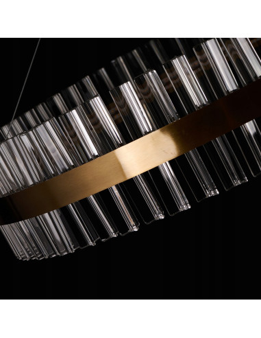 Lampa wisząca FRANCESCA 80 w złotej obręczy - luksusowe oświetlenie LED do sypialni i biura