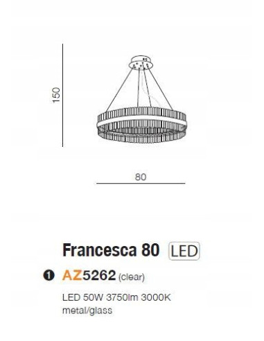 Lampa wisząca FRANCESCA 80 w złotej obręczy - luksusowe oświetlenie LED do sypialni i biura