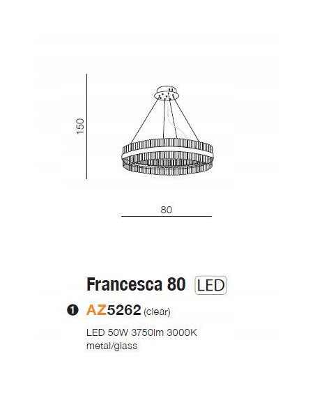 Lampa wisząca FRANCESCA 80 w złotej obręczy - luksusowe oświetlenie LED do sypialni i biura