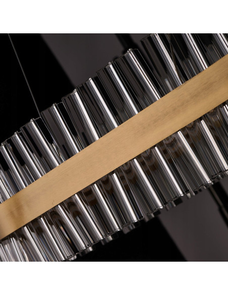 Luksusowy żyrandol FRANCESCA ze szklanymi rurkami i złotym akcentem - eleganckie oświetlenie do domu i biura