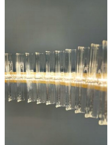 Luksusowy żyrandol FRANCESCA ze szklanymi rurkami i złotym akcentem - eleganckie oświetlenie do domu i biura