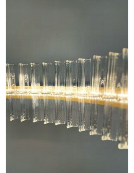 Luksusowy żyrandol FRANCESCA ze szklanymi rurkami i złotym akcentem - eleganckie oświetlenie do domu i biura