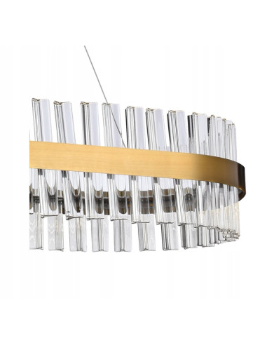 Luksusowy żyrandol FRANCESCA ze szklanymi rurkami i złotym akcentem - eleganckie oświetlenie do domu i biura