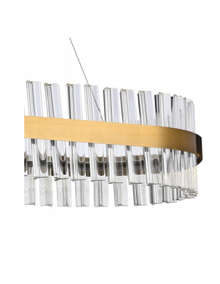 Luksusowy żyrandol FRANCESCA ze szklanymi rurkami i złotym akcentem - eleganckie oświetlenie do domu i biura