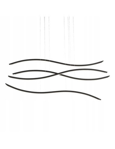 Lampa wisząca LED WAVES w czerni – nowoczesny design z falami morskimi, regulacja natężenia, wysoka jasność 4900 LM