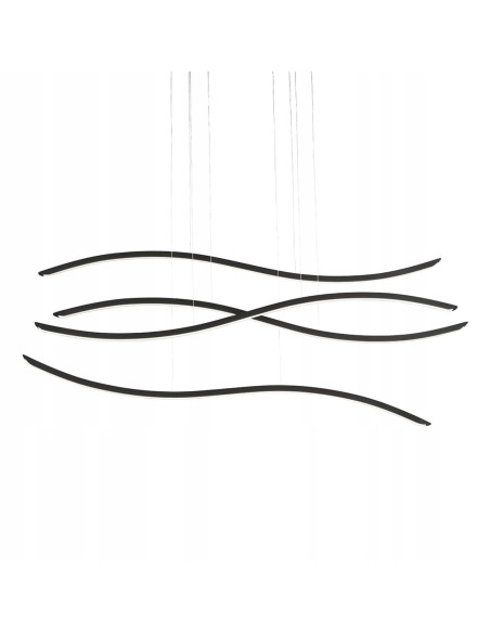 Lampa wisząca LED WAVES w czerni – nowoczesny design z falami morskimi, regulacja natężenia, wysoka jasność 4900 LM