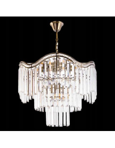 Lampa kryształowa Venti Vernon 7-punktowa w złotej odsłonie do eleganckich wnętrz – regulowana wysokość, stylowy design 2