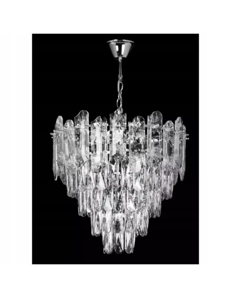 Luksusowy Srebrny Żyrandol Kryształowy – Eleganckie 7-punktowe Oświetlenie do Jadalni i Wnętrz Premium