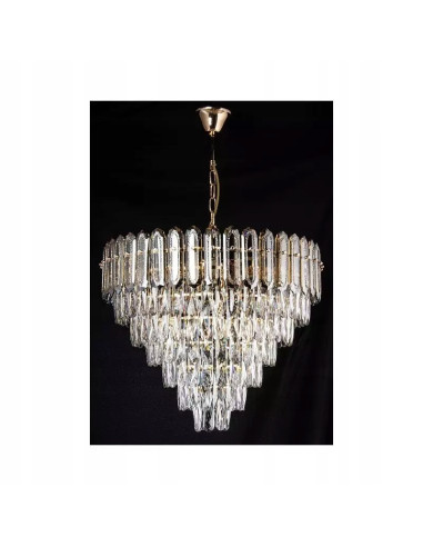 Lampa plafon kryształowy 60 cm złoty - elegancka lampa glamour z możliwością 11 żarówek E27 do salonu i sypialni