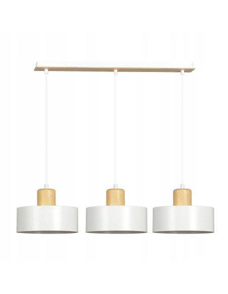 Lampa sufitowa TORIN z 3 białymi kloszami, minimalistyczny design do sypialni i biura, 100 cm wysokości.