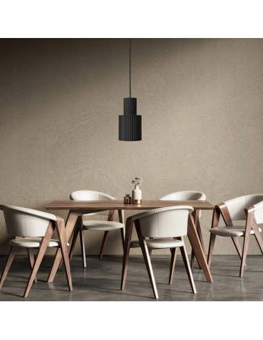 Lampa wisząca Tokio - Stylowa tuba z czarnego metalu, 172 cm, idealna do nowoczesnych wnętrz i biur.