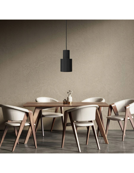 Lampa wisząca Tokio - Stylowa tuba z czarnego metalu, 172 cm, idealna do nowoczesnych wnętrz i biur.