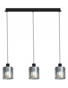 Lampa wisząca Lotti 3-punktowa z dymionymi kloszami, chromowana, nowoczesne oświetlenie do jadalni i kuchni