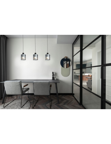 Lampa wisząca Lotti 3-punktowa z dymionymi kloszami, chromowana, nowoczesne oświetlenie do jadalni i kuchni