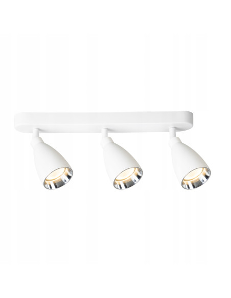 Plafon Campana 3 w białym kolorze z regulowanymi reflektorami GU10 do nowoczesnych wnętrz i klatek schodowych