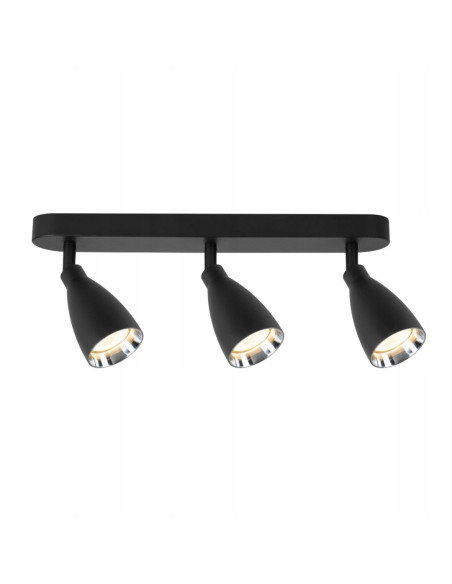 Plafon LED Campana 3 w czerni z reflektorami - nowoczesne oświetlenie do biura i mieszkań.