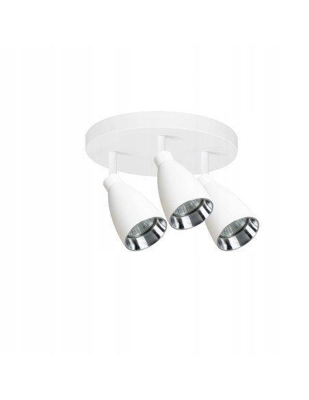 Plafon Campana - Biały Metalowy z 3 Reflektorami, Nowoczesne Oświetlenie do Kuchni i Salonu