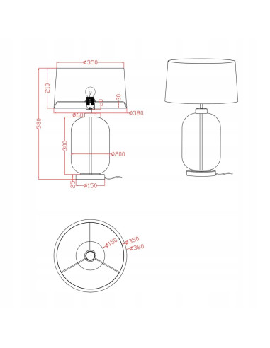 Lampa stołowa Amur z dymioną szklaną i eleganckim abażurem – idealna do każdego wnętrza
