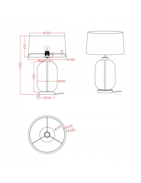 Lampa stołowa Amur z dymioną szklaną i eleganckim abażurem – idealna do każdego wnętrza