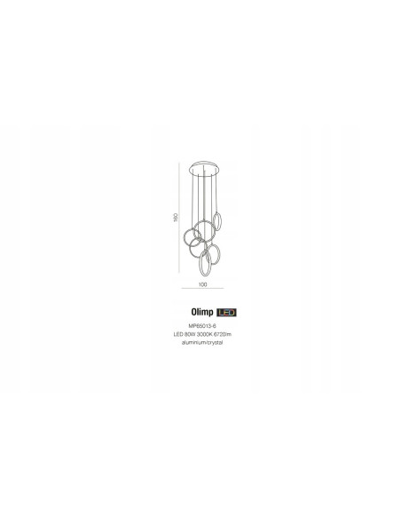 Lampa wisząca Olimp LED 3000K z kryształkami, elegancka chromowana oprawa 6-punktowa do nowoczesnych wnętrz