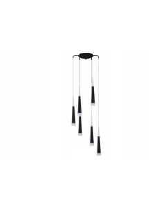 Lampa wisząca Brina 6 - nowoczesny żyrandol stożkowy z mlecznymi detalami do biura, kuchni i salonu.